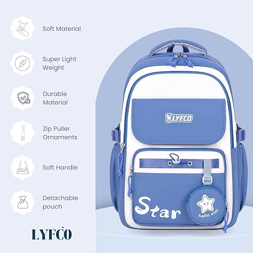 Image of School & College Backpack with Detachable Pouch | 18 Inch Large capacity bag for Girls & Boys Age of 12-16 years | Best for School, Tution, Travel, Camping
