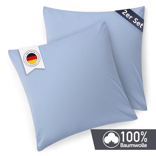 Blumtal Kissenbezug 40x40 cm (2er Set Kissenbezüge) - Blau - 100% Baumwoll-Jersey, Oeko-Tex Zertifiziert… – Ansicht 2
