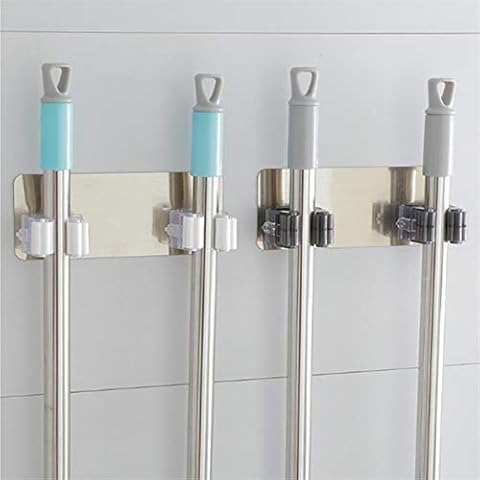 Soporte para fregona Organizador de escobas de pared con adhesivo mágico Cover