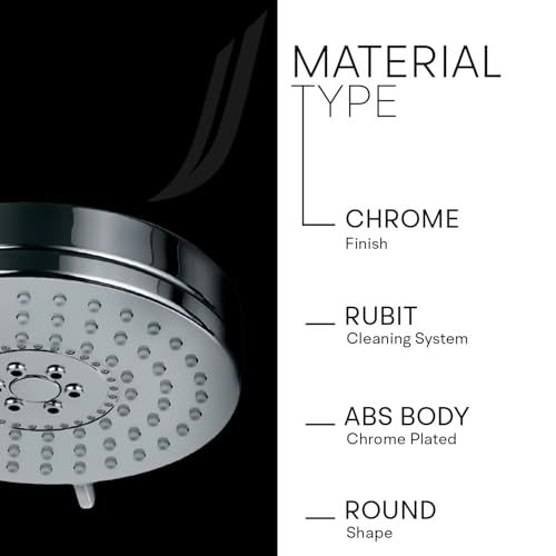 Image of Jaquar ABS Body & Chrome Face Plated 105mm Round Shape Multi Flow Overhead Shower with Air Effect & Rubit Cleaning System, Sliver, Chrome Finish