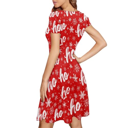 Image of AFPANQZ Womens Casual Summer Lightweight Vintage Dress Short Sleeve Midi Dress Knee-Long Luxury Formal Dress