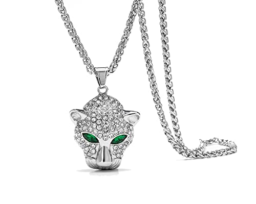 EVERLEAD Cheetah Necklace for Women, Austrian Crystal Leopard Head Necklace, Sweater Necklace Set Christmas Gift Thanksgiving Gift Necklace