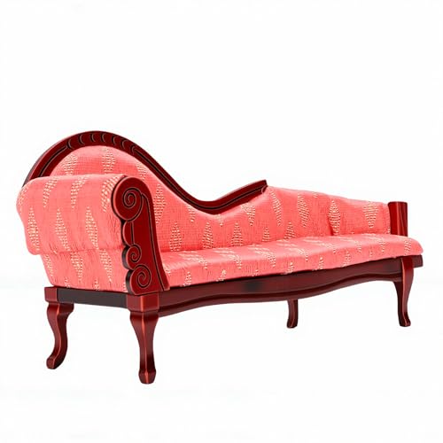 Chaise Lounge de Madera de Abedul en Miniatura Estilo Europeo Vintage 1/12
