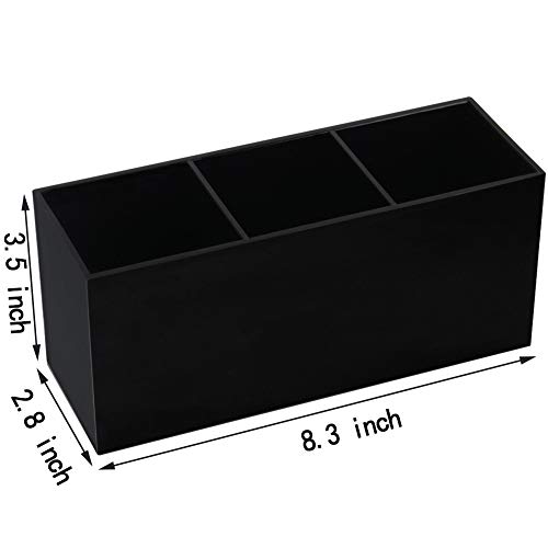 Weiai Black Makeup Brush Holder Organizer, 3 Slot Acrylic Cosmetics Brushes Storage Solution