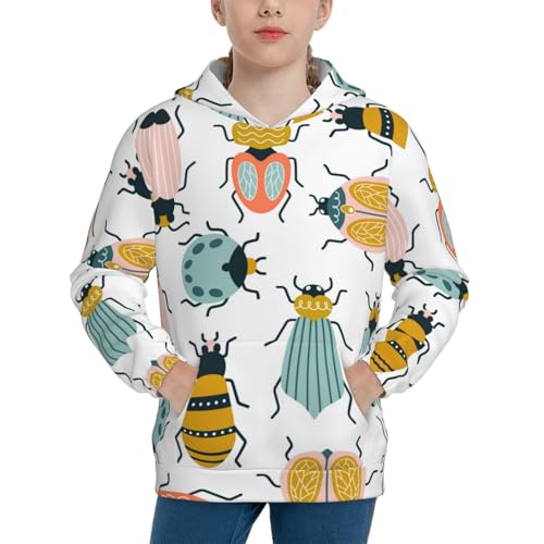 Colorful Insects Kid Hoodies Boys Sweatshirts Girls Pullover with Pocket
