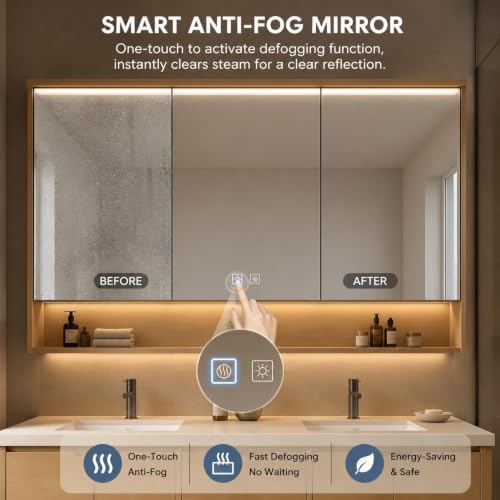 58 IN Freestanding Double-Sink Bathroom Vanity with LED Mirror Cabinet - 3