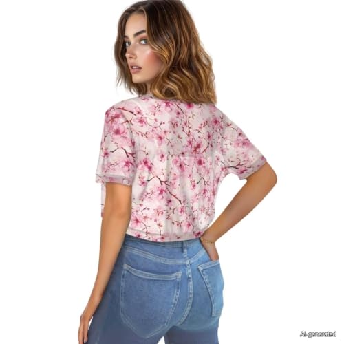 Image of Womens Short Sleeve Cardigans Lightweight Summer Cardigan Trendy Bolero Shrug Cute Floral Cardigan Sheer Bolero
