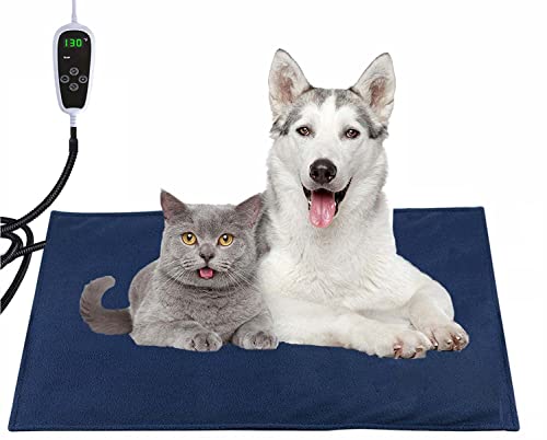 Emwel Haustier-Heizkissen, 50 x 80 cm, verstellbarer Timer und einstellbare Temperatur, wasserdicht, sichere beheizte Haustiermatte für Hunde und Katzen Cover