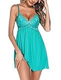 klier Womens Chemise Sleepwear Full Slips Lace Nightgown Soft Nightie Lingerie Green XX-Large