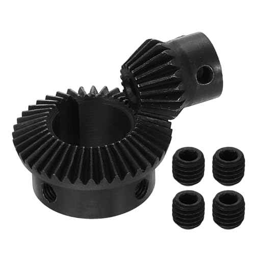 Image of uxcell 2Pcs Tapered Bevel Gears Set, 1 Mod 1:2 (20T /40T) Harden Steel Straight Bevel Gear, 90 Degree Steering Motor Gears, (5mm /20mm Shaft Hole with Keyway)