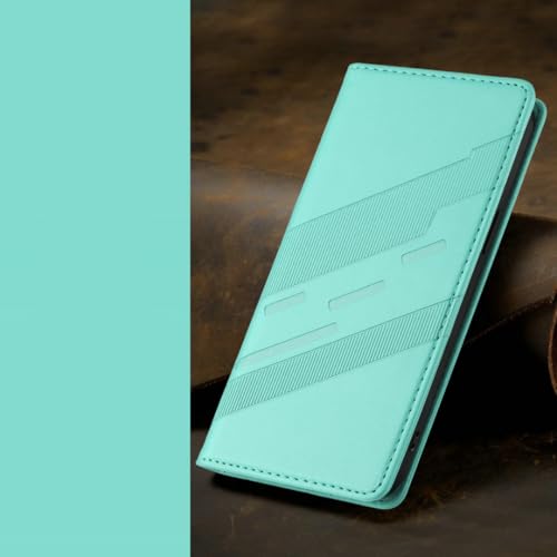 Étui portefeuille iPhone 15 cuir vert menthe idéal pour vos sorties urbaines