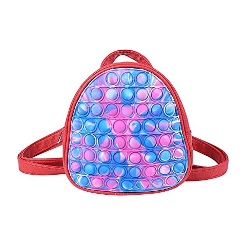 BULINGNA Fidget Pop School Backpack for Girls and Boys Rainbow Silicone Bubble Purse for Kids with Adjustable Straps (Purple) Cover