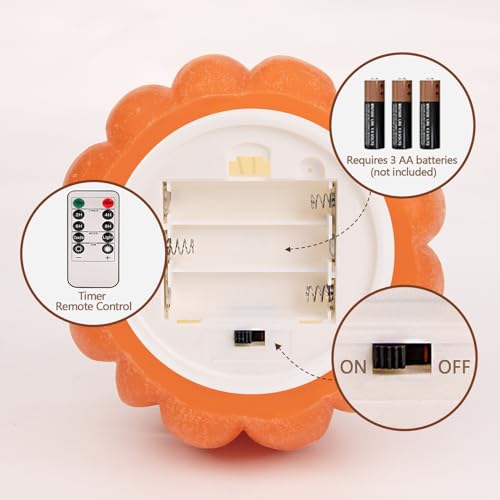 Image of Fall Decorations for Home - Fall Decor - Flickering Flameless Wax Pumpkin LED Candle with Timer Remote Control- Thanksgiving Gifts - Autumn Farmhouse Rustic Harvest Decor for Tiered Tray Table Indoor