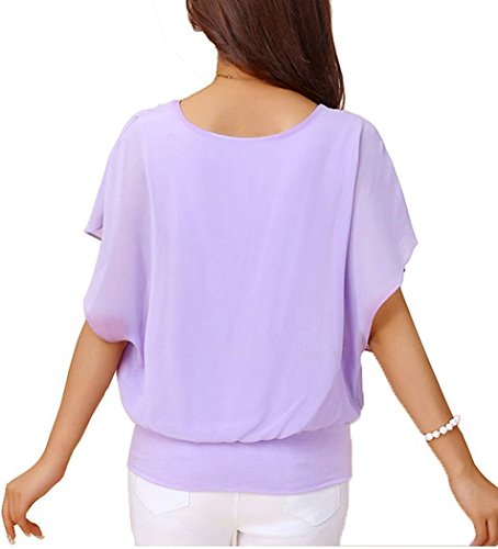 VIISHOW Women's Loose Casual Short Sleeve Chiffon Top T-Shirt Blouse Pink XX-Large
