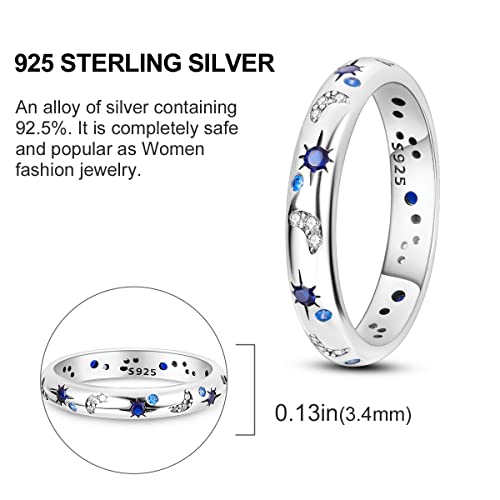 Narmo 925 Ring For Women Sterling Silver Moon And Star Rings Cubic Zirconia Stackable Ring Size 8 #TOP3