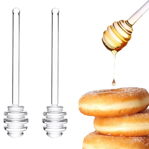 XineYuor Cuillères à Miel,2PCS Cuillères à Miel en Verre pour Cuisine et Salle à Manger Cuillère Miel pour Distributeur Confiture de Miel pour Pot Distributeur de Miel Bruine