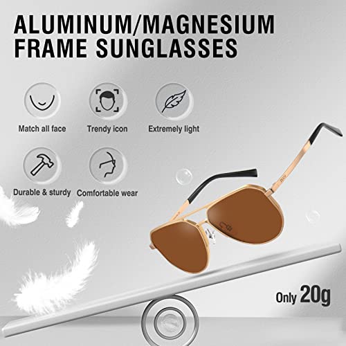 Image of DUCO Mens Sunglasses Retro Oversized Metal Frame Vintage Polarized Sunglasses for Women Fashion Shades UV Protection DC3039