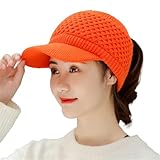 Gorra Chic Beanie Hat Warm Knitted Wool Hats Cap with Visor Stretchy Keep Warm Solid Color Otomn Winter Women Sports Cap for Outdoor Gorra Visor Flexible, naranja, Talla única