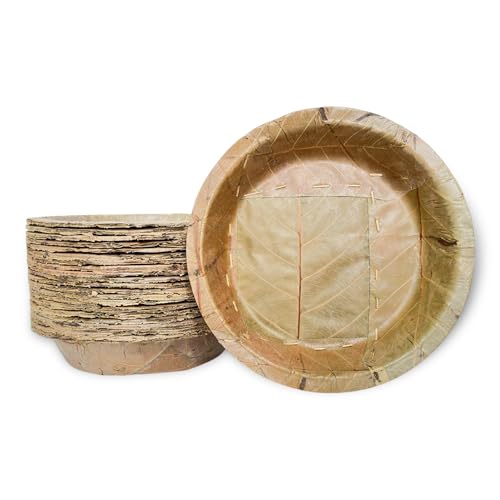 Foliumware Single Use Sal Leaf Plates (7.5 inch, 25/pack) | Zero Waste, Biodegradable, Backyard Compostable | For Parties, Picnics, BBQ’s, Weddings, Outdoor Festivals