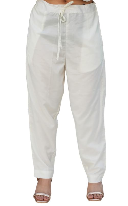 Shantoon Off White Solid Festival Wear Pant for Women-image-39