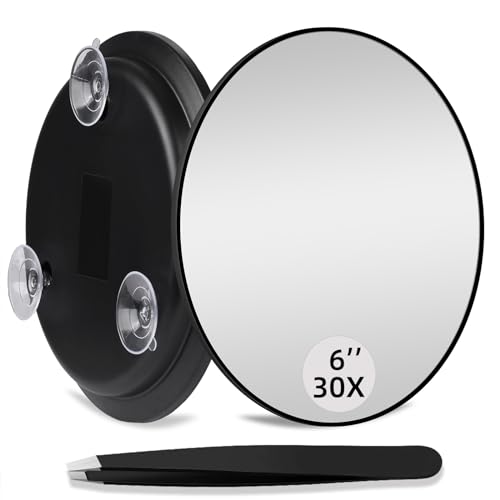 30X Magnifying Mirror, Round Travel High Magnification Mirror and Tweezers