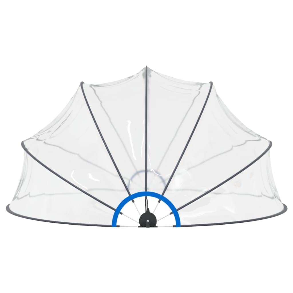 Copertura a cupola per piscina, 440 x 220 cm, trasparente, in PVC, con protezione UPF 30, struttura in fibra di vetro e meccanismo pieghevole per piscine da incasso e fuori terra