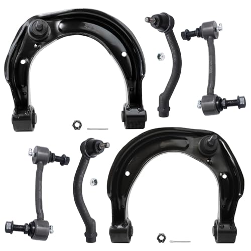 Image of Detroit Axle - Front End Suspension Kit for Hyundai 2008-2011 Azera 2009-2010 Sonata, 2 Upper Control Arms with Ball Joint 2 Stabilizer Sway Bar End Links 2 Outer Tie Rod Ends Replacement