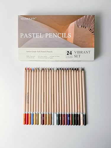 Suministros de arte para dibujar con 24 lápices pastel suaves en tonos marrones y vivos