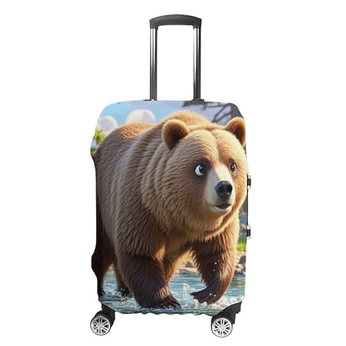 Bear Crossing The River Printed Luggage Cover Protector, Fits 18-32 Inch Luggage
