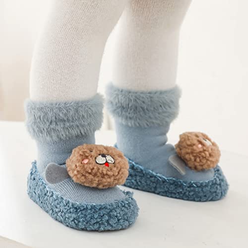 Kids Cute Fuzzy Slippers Socks Animal Cartoon Fluffy Warm Indoor House Shoes Toddler Girls Fall Winter Fleece Sneakers2