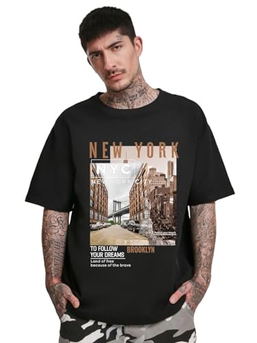Image of CHKOKKO Mens Polyester Stylish Oversized T Shirt for Daily & Casual Wear Printed Design with Drop Shoulder & Half Sleeves