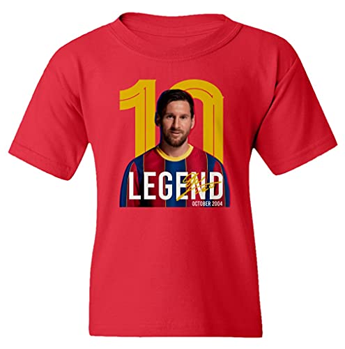 Leo Messi Goat Soccer Farewell Barcelona Youth Tee Unisex T-Shirt (Red, Youth Small)