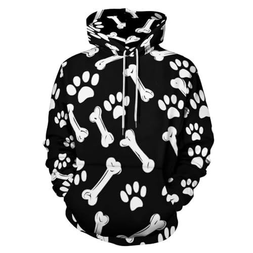 Sweat à capuche nouveauté imprimé 3D noir avec poche kangourou pratique