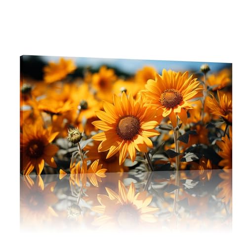 Décor de tournesol rustique pour illuminer le salon avec cette toile de fleurs