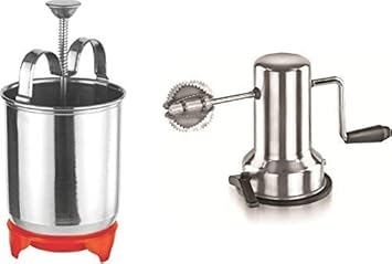 Leoneel Combo of Premium Coconut Scrapper Grater and Stainless Steel Menduwada Maker (Pack of 2)