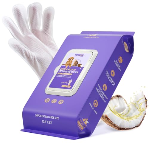HICC PET Dog Wipes Cleaning Deodorizing Glove Wipes for Dogs & Cats, Cleaning & Grooming Pet Wipes...
