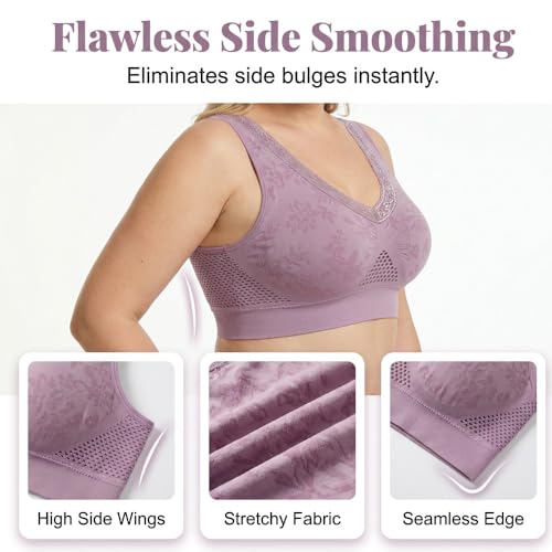 Image of Runsgo Bras for Women, Plus Size Bra, No Wire Mesh Tank Top Bra