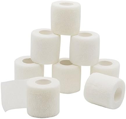 GooGou Self Adherent Wrap Bandages Self Adhering Cohesive Tape Elastic Athletic Sports Tape for Sports Sprain Swelling and Soreness on Wrist and Ankle 8PCS 2 in X 14.7 ft (White)