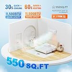 ROVSUN 11500 BTU Wifi Enabled Mini Split Air Conditioner & Heater, 17 SEER2 115V Inverter Ductless Wall AC Unit with Pre-Charged Condenser, Heat Pump & Installation Kit - Image 2