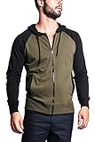 Victorious Men's Raglan Light Weight Zip Down Hoodie TH864 - A4G