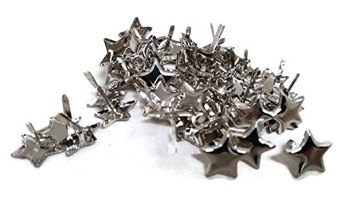 50pc Metallic Silver Star Brads