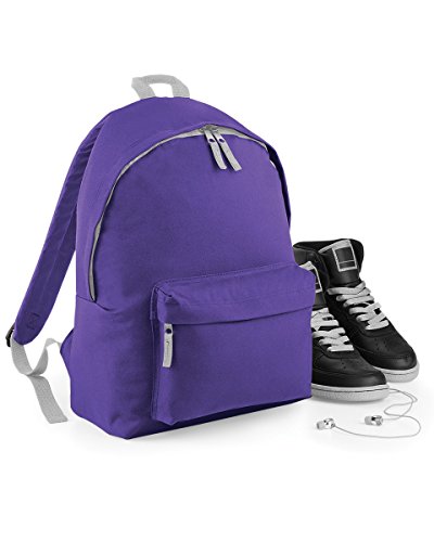 Bagbase BG125J Kids Childrens Junior Fashion Backpack - Purple/Light Grey - O/S