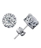 Celebrity Jewellery 925 Sterling Silver Shining AAA Cubic Zirconia Crown Solitaire Stud Earrings for Women