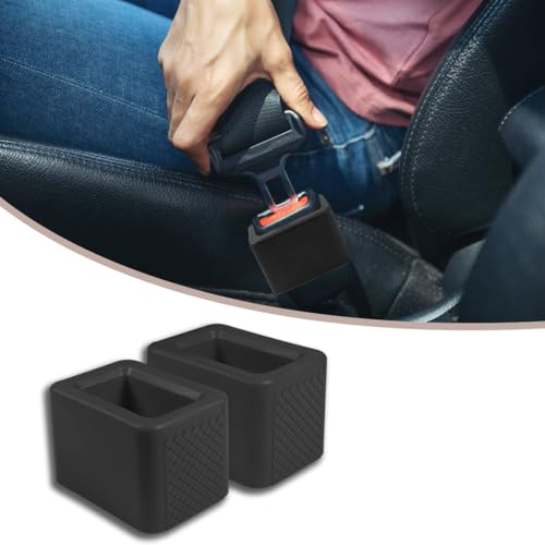 Image of 2 Pack Seat Belt Buckle Holder, Easy Access to The Buckles of Rear Seats, Silicone Seat Belt Buckle Booster Suitable for Kids Car Accessories, Suitable for Most Car Models (2, black)