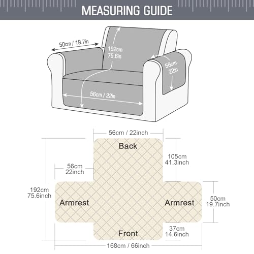 Image of TAOCOCO Sofa Slipcovers 1 Seater,Sofa Settee Covers with Storage Pockets,Non Slip Couch Covers,Washable Sofa Protector for Kids /Dogs /Pet(Bluish Grey)