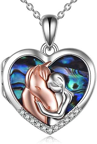 YFN Horse Pendant Necklace Jewelry 925 Sterling Silver Girls Embrace Horse Gift for Women Girls