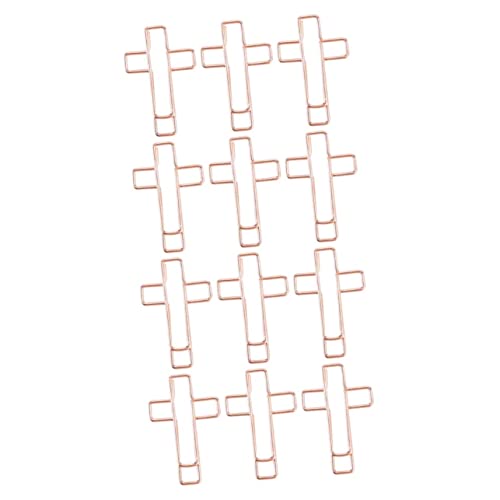 Homoyoyo 12pcs Cross Paper Clips Rose Gold Metal Bookmark Clips for Bible Study Office Home School Meaningful for Organizing Pages and Notes