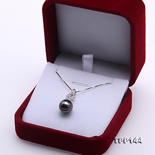 Miniatura 6 de JYX Pearl Colgante de perlas negras AAA 0.374 in redondo negro perla tahitiana colgante collar para mujer 18", Perla, Perla