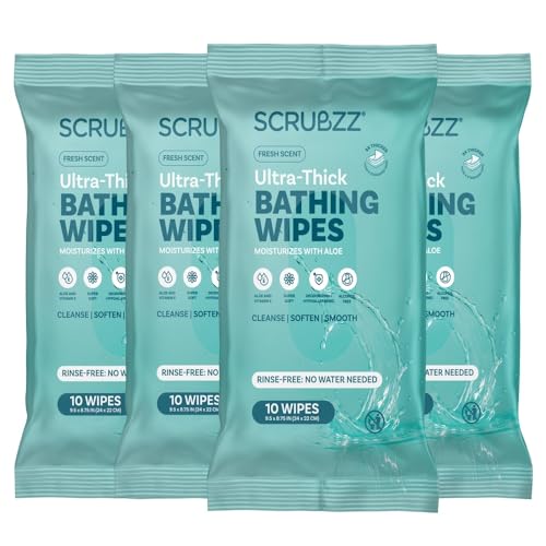 Extra Large Bath Wipes for Adults No Rinse - 40 Disposable Body C...