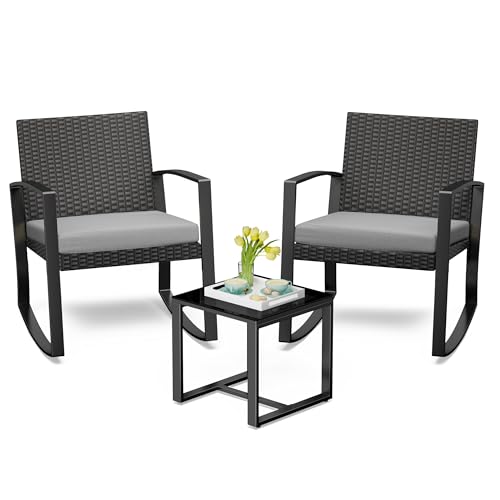 Bealife Balkonmöbel-Set, Gartenmöbel-Set, 3-teiliges Lounge-Set für Terrasse und Garten, Rattan-Gartenmöbel-Set für Balkon, Garten, Innen- und Außenbereich, Terrasse, Hinterhof